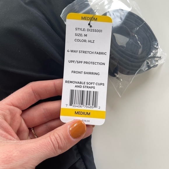 DKNY Shirred Waist Bandeau Swimsuit Black - M - Picture 6 of 6